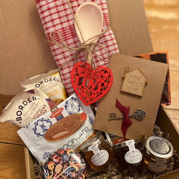 Geschenkkorb für neues Zuhause, Einweihungsgeschenk, Geschenkbox für neues Zuhause, Glückwunsch zum Hausbesitzer, Umzug nach Hause, Lebensmittelkorb für neues Haus, Einweihungsbriefkasten