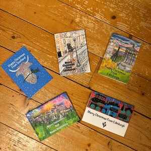 Cartes de Noël écossaises Highland Coo Greyfriars Bobby Calton Hill Tartan d'Édimbourg