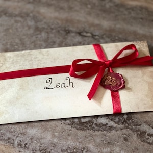 Carta de amor personalizada vintage, certificado personalizado, certificado simulado, sello de cera de pergamino medieval, carta vintage, texto impreso, sobre