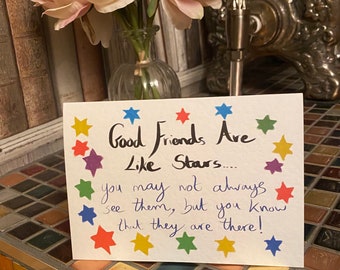 Friendship card bestie card miss you cards just because card friendship notecards good friends are like stars friendship quotes best friend