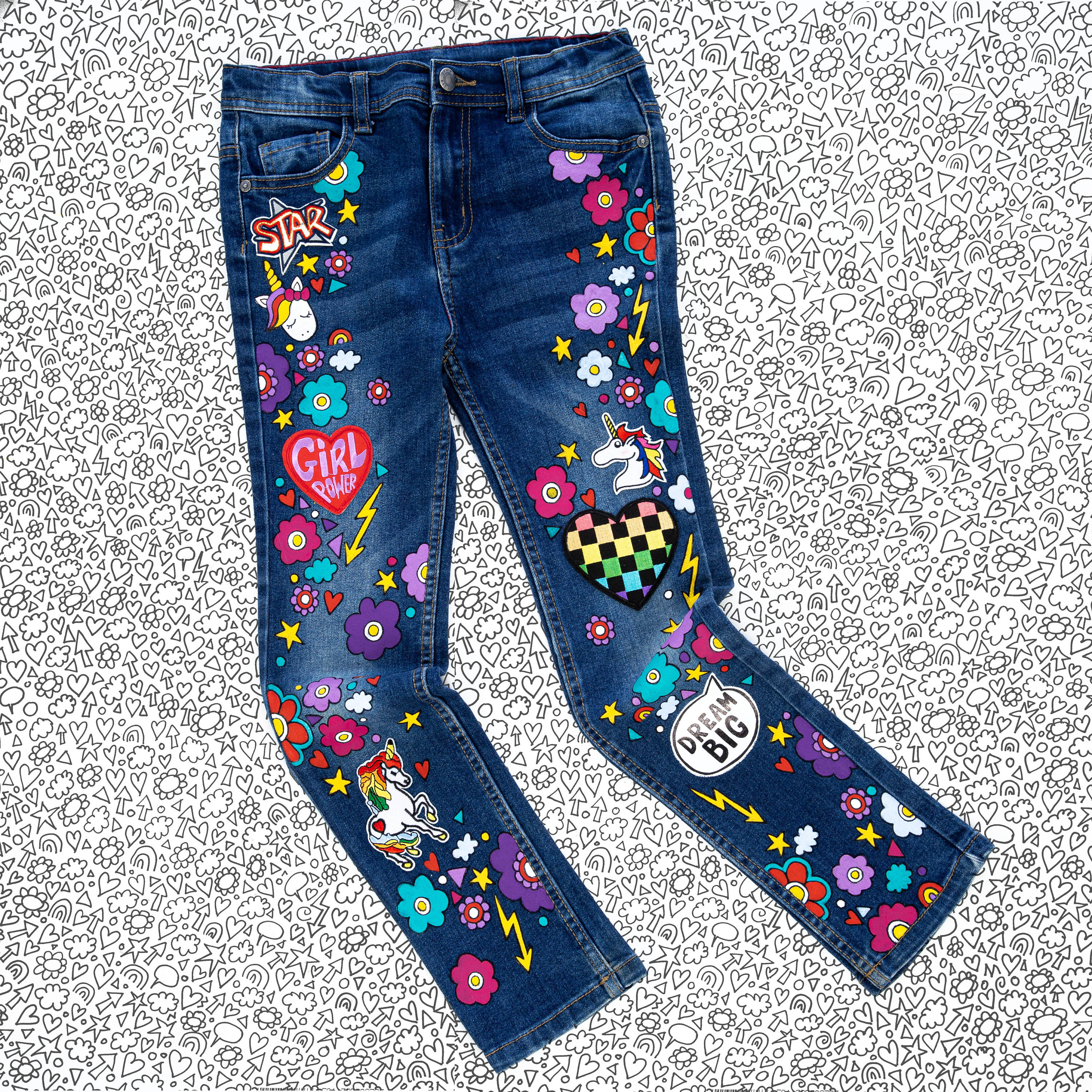 JEANS - Hand Painted Personalised Denim Jeans With