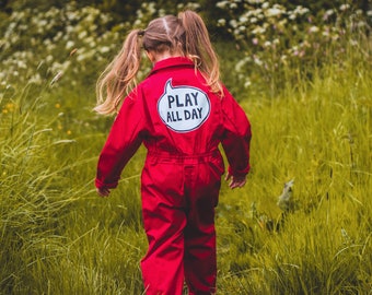 BOILERSUIT Hand painted personalised overalls with embroidered patches and empowering messages for kids in unique ZARAdreamland style