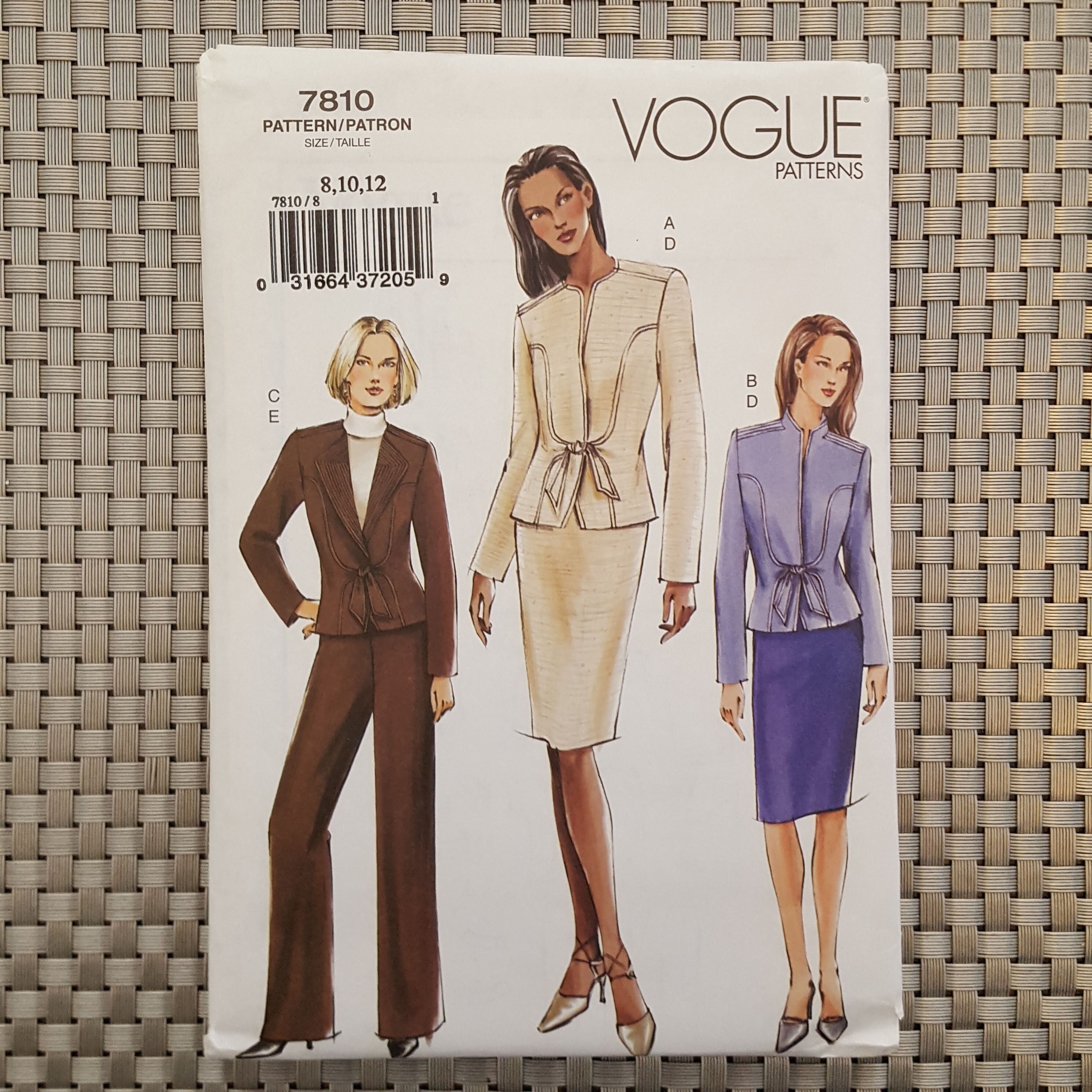 VOGUE Sewing Pattern 7810 Women's Suit Sizes 8 10 12 Etsy