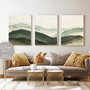 Abstract Mountain Wall Art, Earth Tone Decor, Simple Mountain Print, Gallery Wall Set, 3 Piece Wall Art, Landscape Print Set