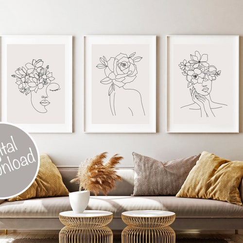 Digital Prints autumn colors simple flower art livingroom art minimal