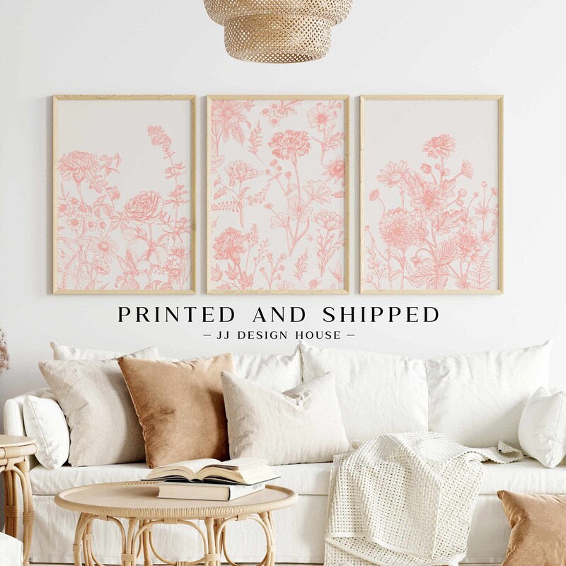 3 Piece Wall Art Pink - Etsy
