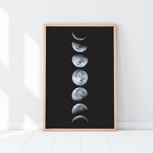 DIGITAL, Moon Print, Phases of the Moon, Moon Wall Art, Celestial Decor, Lunar Phases, Moon Phase Pictures, Space Photos, Printable Art