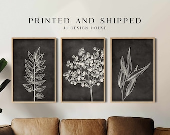 Leaf Line Art, Black Beige Leaf Wall Art Prints, Botanical Wall Art, Neutral Prints, Minimalist Wall Art Set, Printed Wall Art