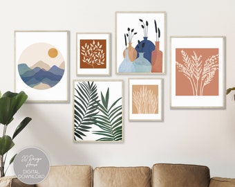 Boho Wall Art Gallery Wall Set, Mid Century Modern Prints, Bohemian Decor Wall Art Prints, Printable Wall Art, Boho Home Decor Neutral