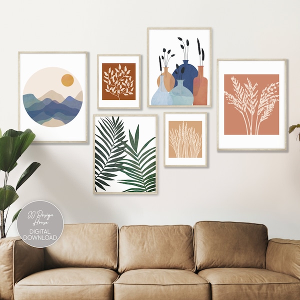 Boho Wall Art Gallery Wall Set, Mid Century Modern Prints, Bohemian Decor Wall Art Prints, Printable Wall Art, Boho Home Decor Neutral