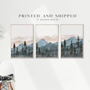 Blue Mountains Art, Landscape Prints 3 Piece Wall Art, Mountain Wall Art, Triptych Wall Art, Green Mountain Print, Landscape Wall Art