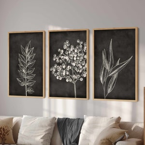 Leaf Line Art, Black Beige Botanical Print Set, Floral Wall Art Prints, Botanical Prints, Minimalist Wall Art Set, Printable Wall Art