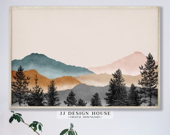 Watercolor Mountain Print, Mountain Art Print, Landscape Wall Art, Midcentury Modern Decor, Watercolor Print, Boho Prints, Printable Art