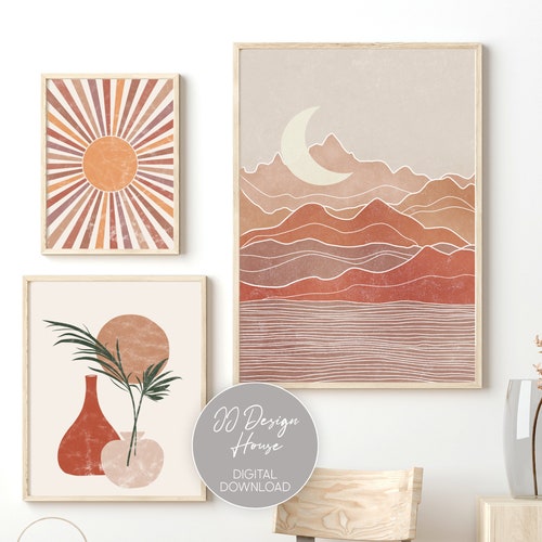 Above Bed Decor Bedroom Wall Art Sun Prints Prints Set of Etsy