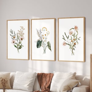 Watercolor Print Set, Botanical Prints, Wildflower Wall Art, Boho ...