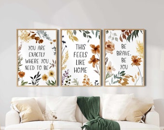 Botanical Wall Art, Self Care Quote Print, This Feels Like Home, You Are Exactly Where You Need To Be, Printable Wall Art, Boho Prints