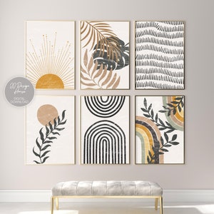 Boho Wall Art Gallery Wall Set, Mid Century Modern Prints, Bohemian Decor Wall Art Prints, Printable Wall Art, Boho Home Decor Neutral