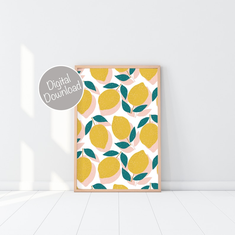Lemon Print Kitchen Decor Lemon Art Lemon Decor Wall Art Etsy