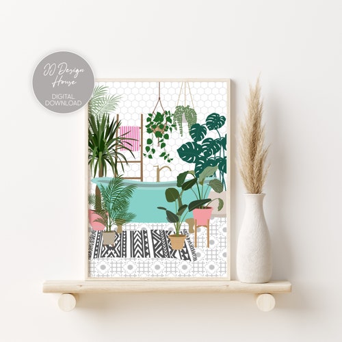 Botanical House Plant Art Print Monstera Plant Wall Art Etsy