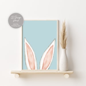 Easter Bunny Decorations, Bunny Ears Print, Easter Decor Printable Wall Art, Easter Art Print, Easter Printable, Bunny Wall Art