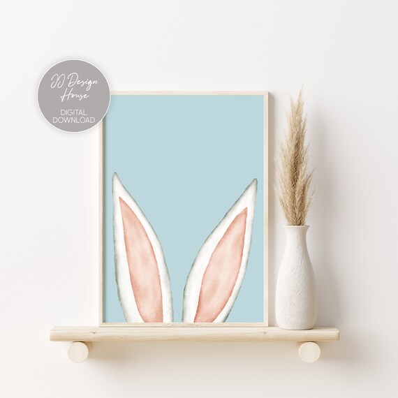 Easter Bunny Decorations, Bunny Ears Print, Easter Decor Printable Wall Art, Easter Art Print, Easter Printable, Bunny Wall Art