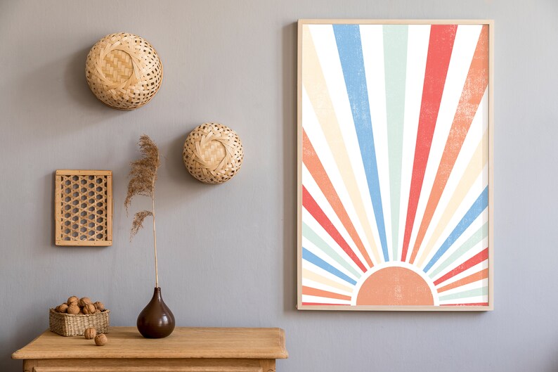 Colorful Wall Art Sun Wall Art Boho Wall Decor Bedroom Wall Etsy