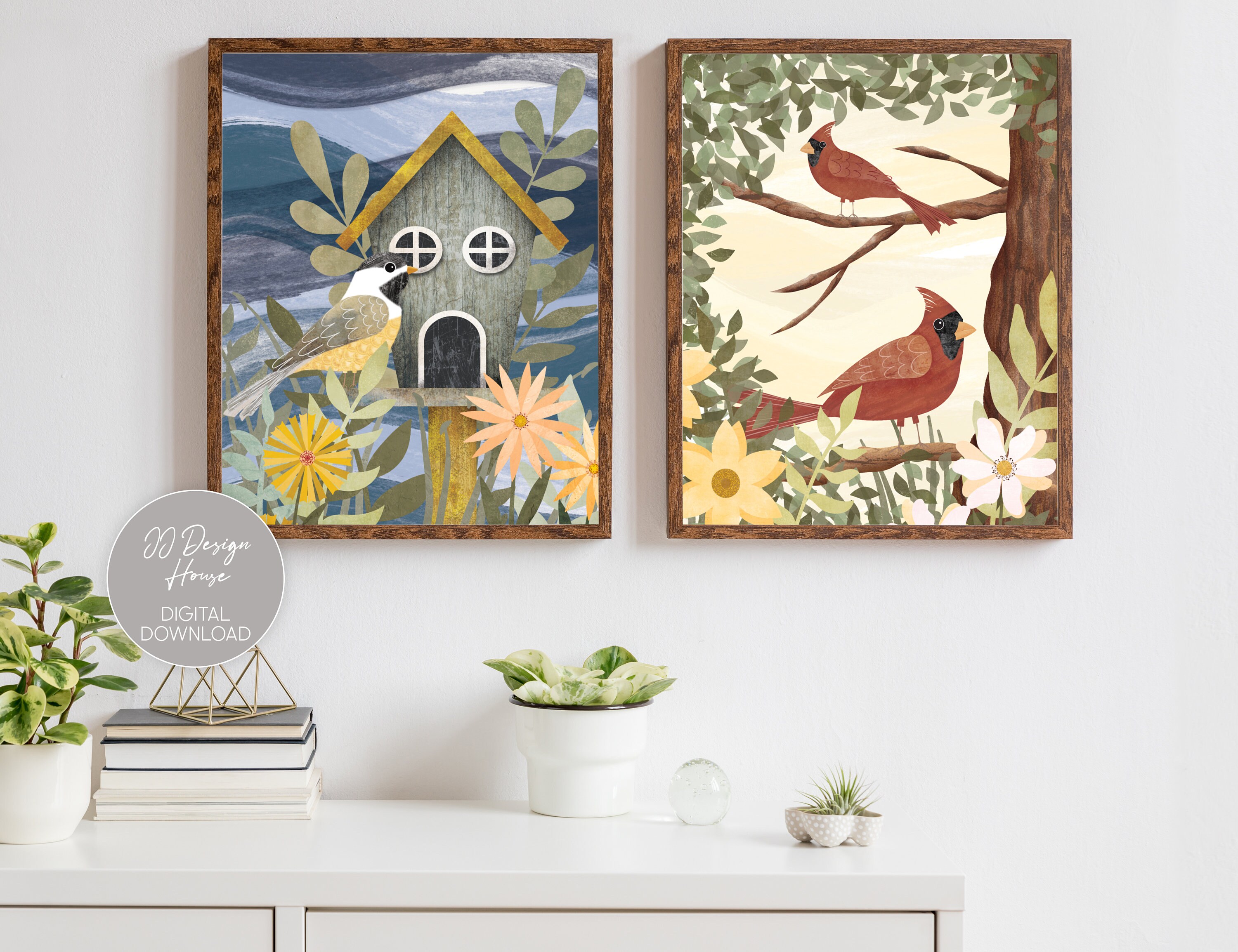 Colorful Bird Wall Art Nursery Print Set of 2 Bird Wall Etsy