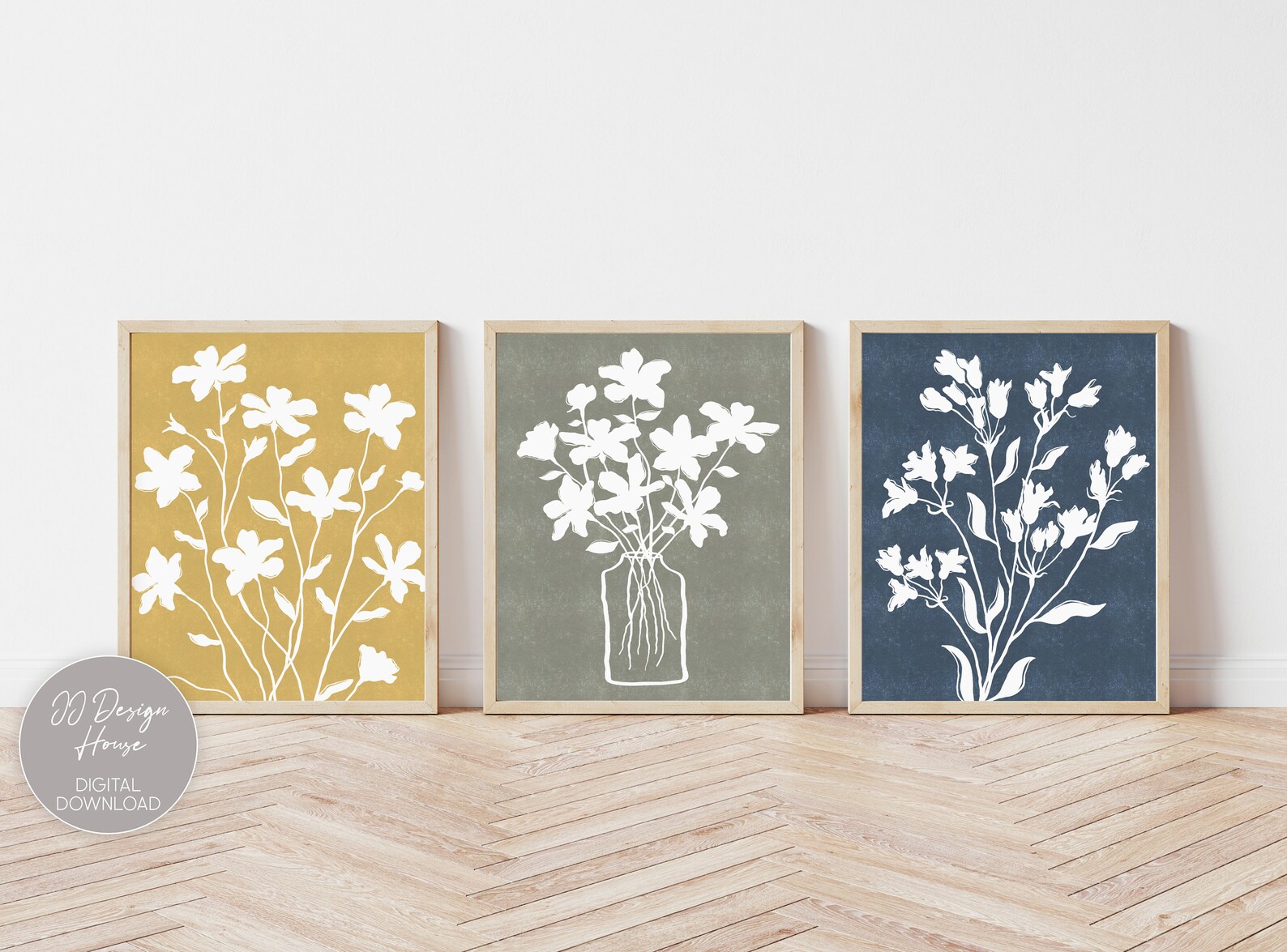 Botanical Gallery Wall Set Yellow Sage Blue Wall Art - Etsy