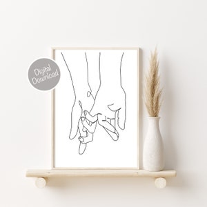 Couple Line Drawing, Minimal Wall Art, Hand Line Art, Couple Art Print, Anniversary Gift, Hands Print, Couple Print Wall Decor, Printable