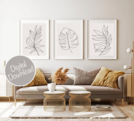 Minimalist Wall Art Plant Line Art Minimalist Decor Leaves Print