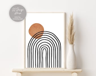 Arches Print, Abstract Rainbow Art, Printable Wall Art, Black Orange Prints, Boho Home Decor, Minimalist Wall Art, Neutral Wall Art