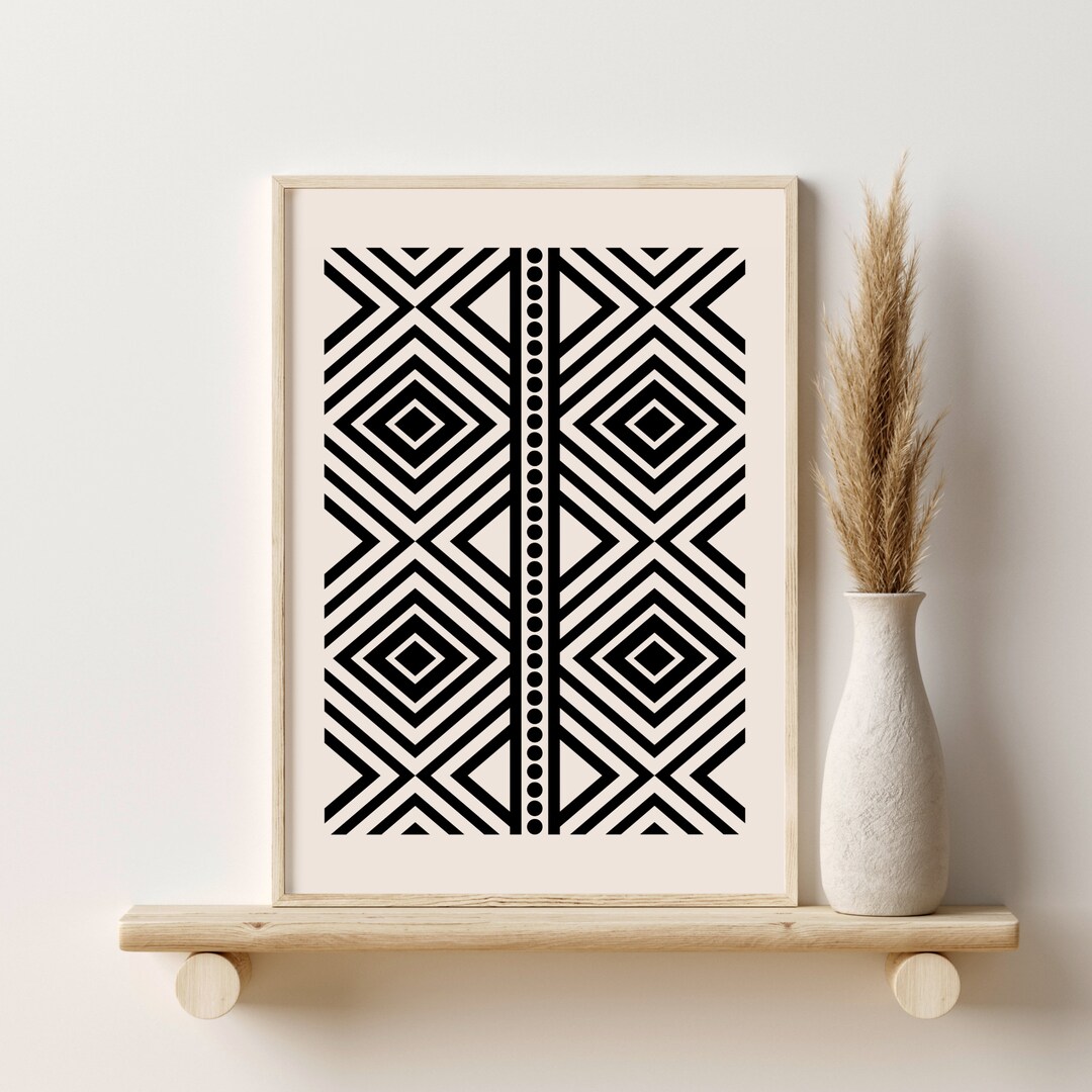 Neutral Wall Art Minimalist Decor, Abstract Wall Art Black Beige Decor