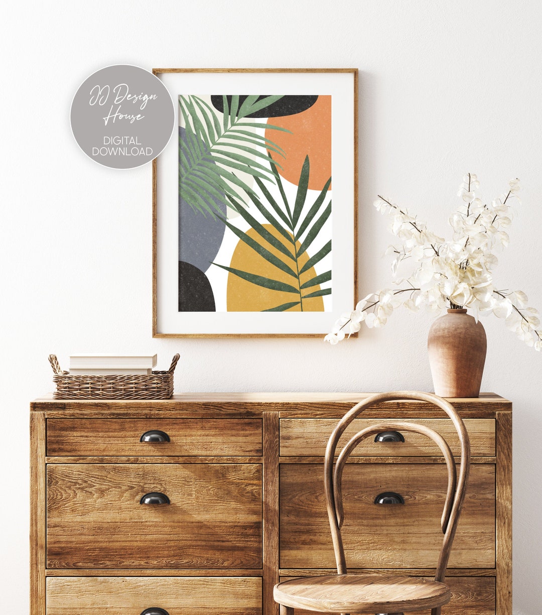 Boho Botanical Wall Art, Abstract Botanical Print, Tropical Leaves Art ...
