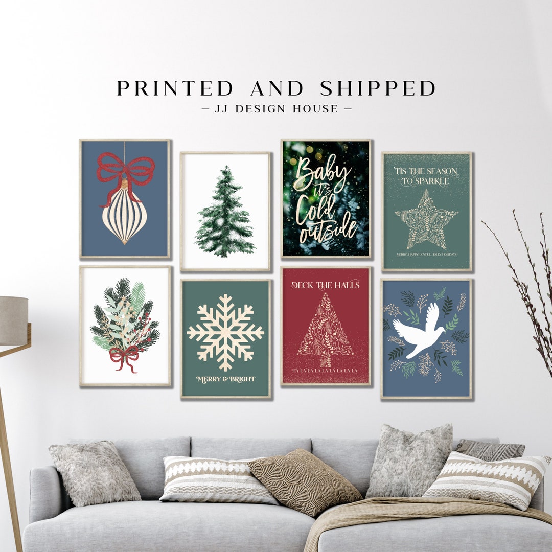 Printed Art Christmas Wall Art, Green Christmas Prints, Classic ...