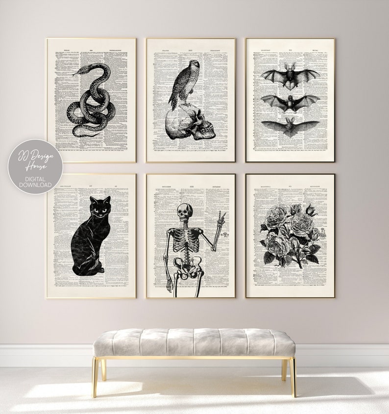 Vintage Halloween Decor Set of 6 Prints DIY Halloween Decor Etsy