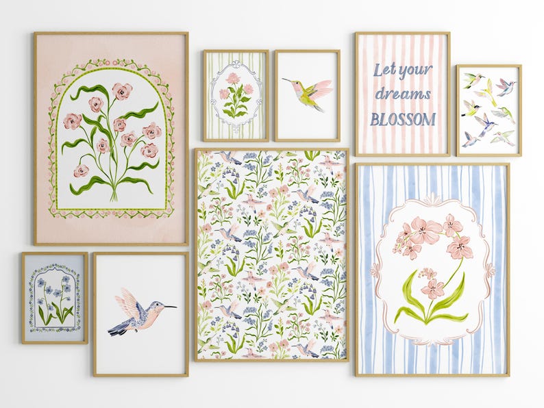 Vintage Floral Nursery Art Prints, Baby Girl Gallery Wall Set (digital ...