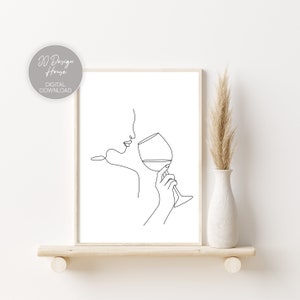 Wine Line Art, Wine Wall Art, Wine Prints, Wine Bar Line Art, Wine Lover's Gift, Wino Gift, Wine Hands Art, Printable Wall Art, Bar Art