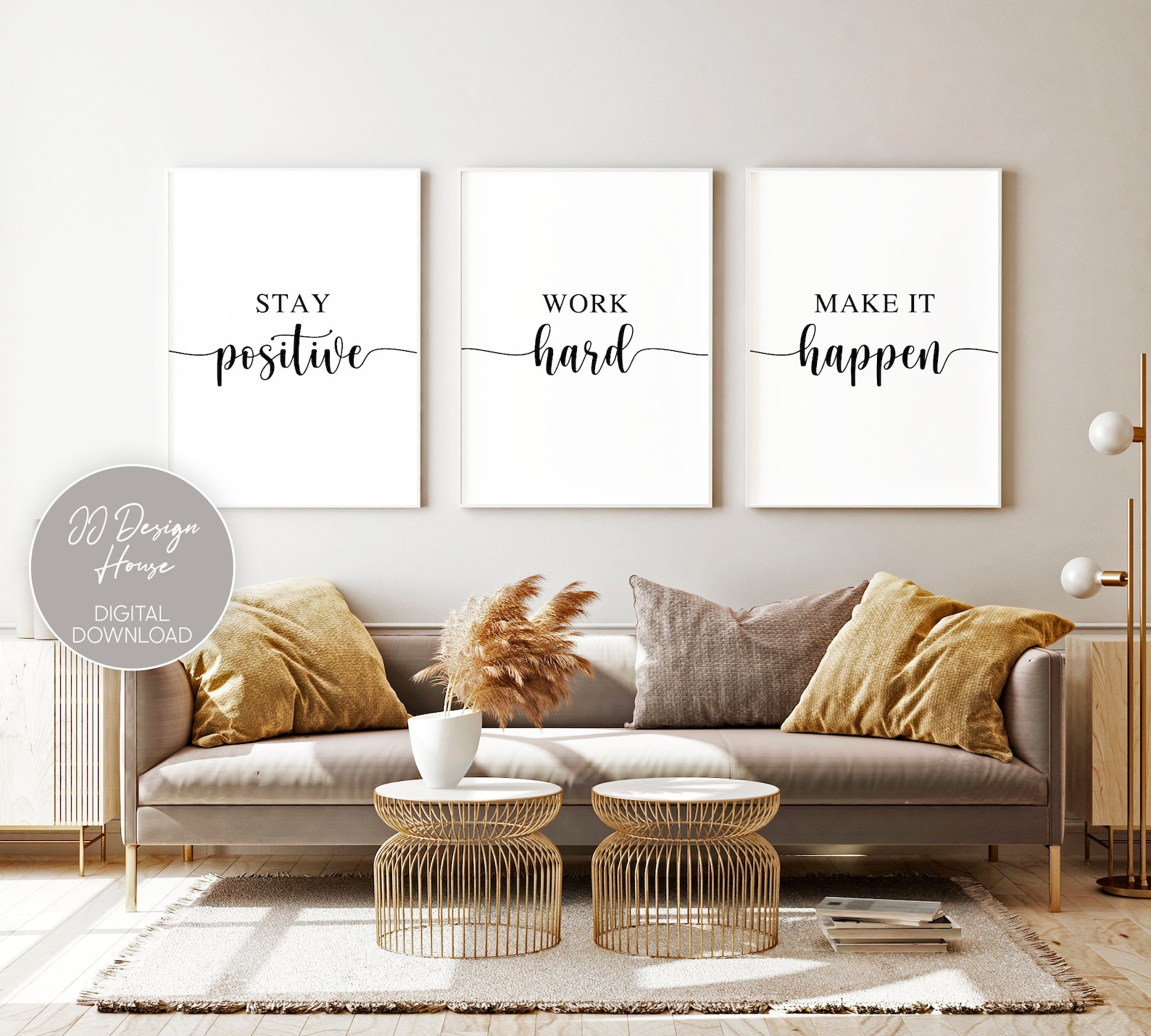 Office Wall Art Set of 3 Prints, Stay Positive, Work Hard, Make It ...