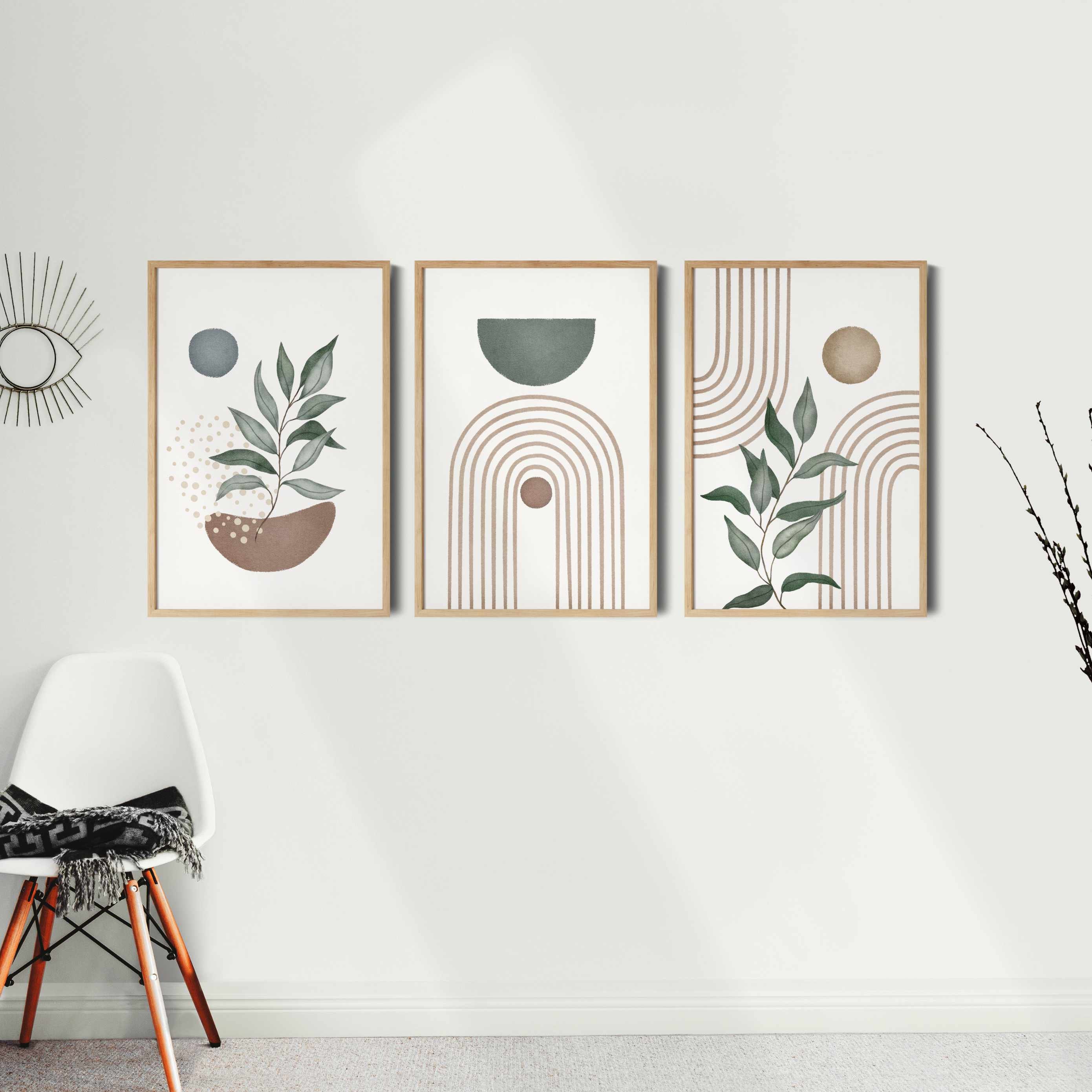Sage Green Wall Art Set of 3 Prints Printable Abstract Home - Etsy ...