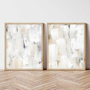 Neutrale muurkunst schilderijafdrukken, neutrale muurdecoratie 2-delige muurkunst, grote muurkunst abstracte prints, afdrukbare muurkunst afbeelding 5