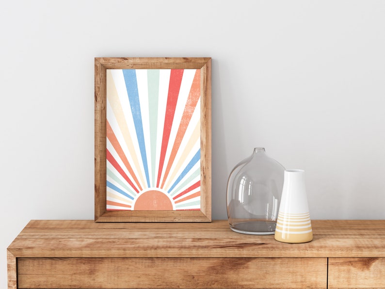Colorful Wall Art Sun Wall Art Boho Wall Decor Bedroom Wall Etsy