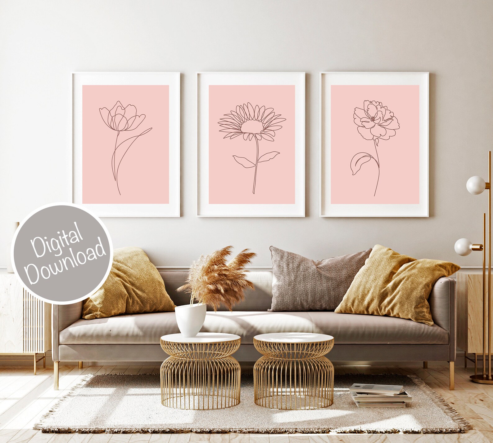 Pink Wall Decor Light Pink Wall Art Girly Wall Art Above Etsy