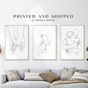 Printed Art, Minimalist Wall Art, Line Art Print Set, Bedroom Wall Art, Couple Line Art, Bedroom Decor, One Line Drawing