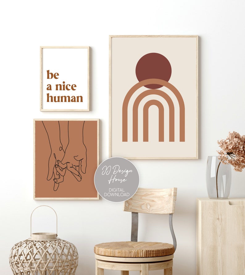 Gallery Wall Set of 10 Abstract Shapes Wall Art Color Block Etsy