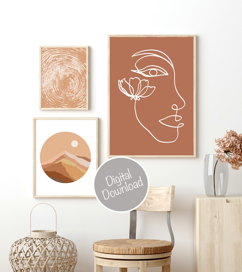 DIGITAL Wall Art Set of 3 Abstract Boho Art Set Bundle Etsy