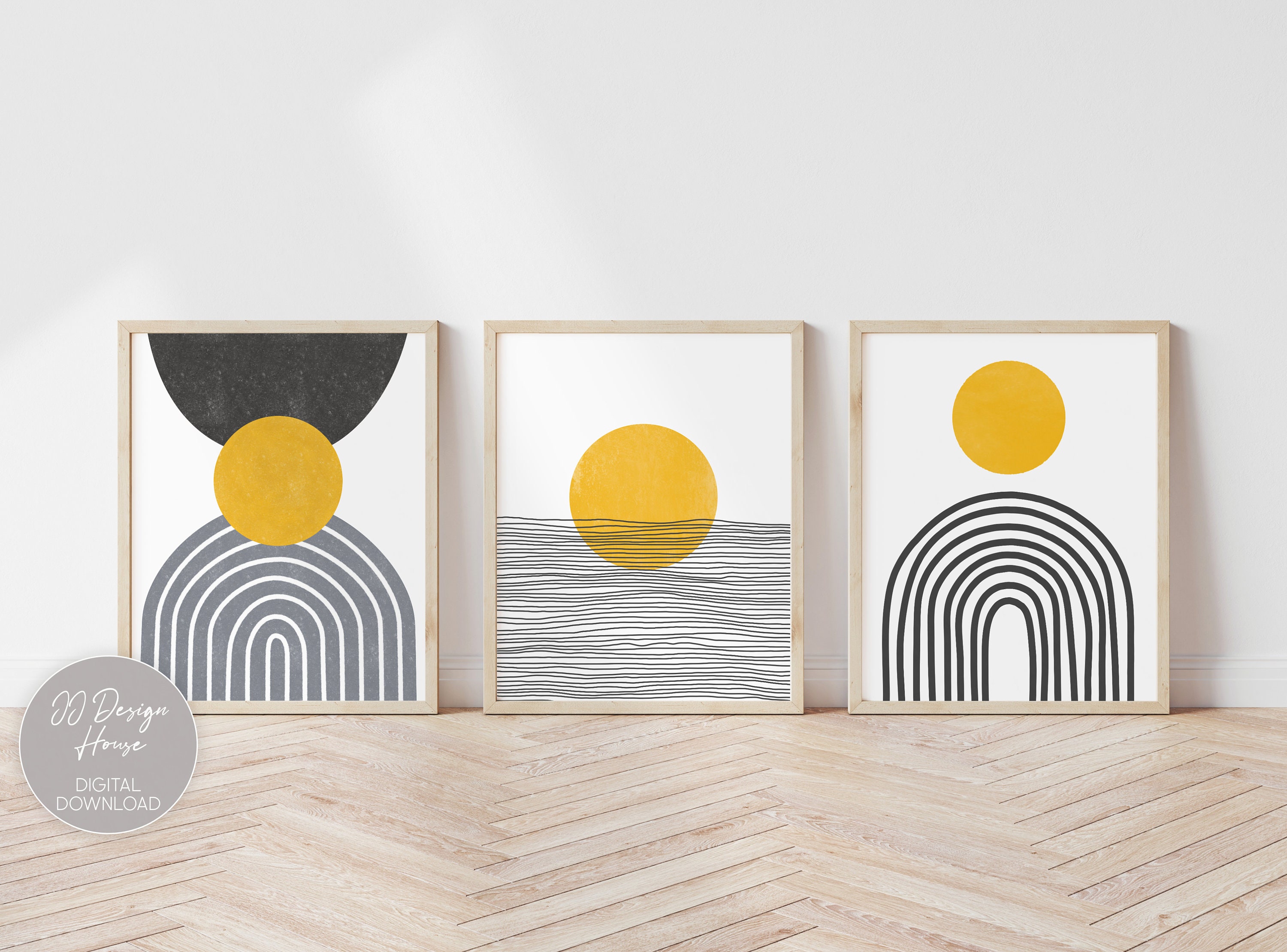 Diptych Gallery Wall Art Mid Century Posters Set Set of 2 Art Prints in