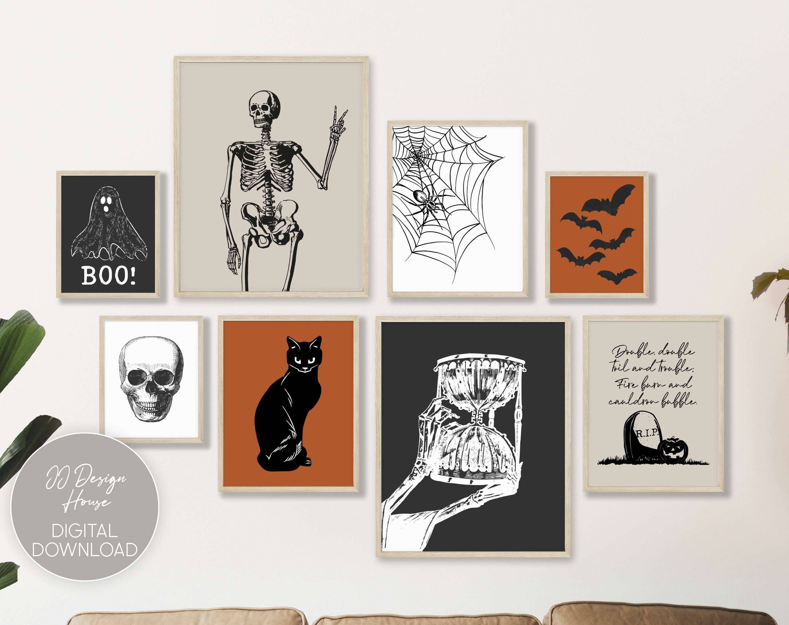 Halloween Prints Set of 8 Halloween Decor Halloween Wall | Etsy