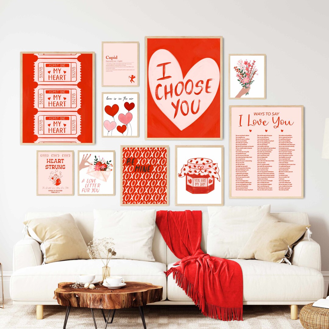 Valentines Day Decor Printables, Valentine Decor Prints Set of 10 ...