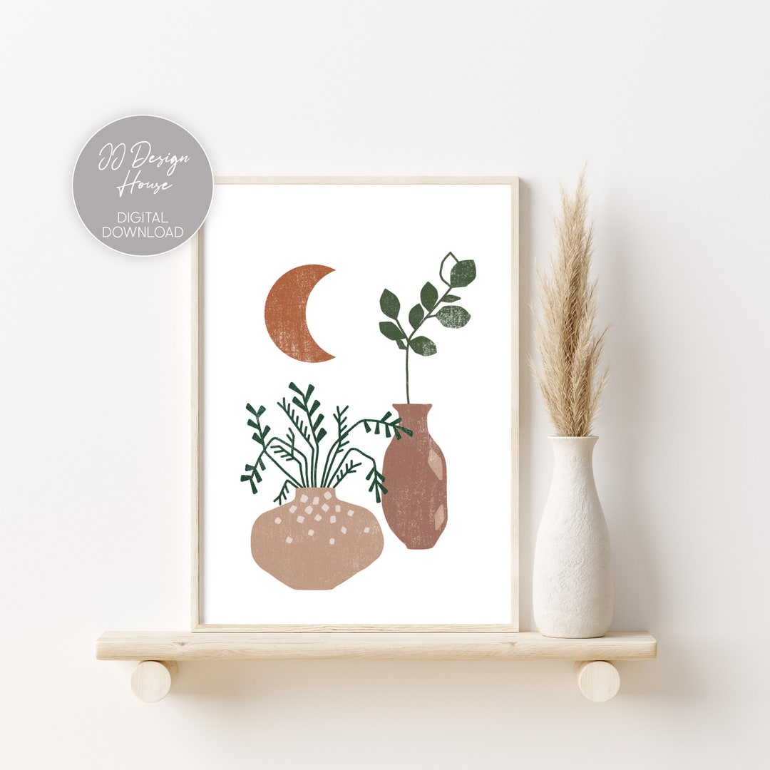 Botanical Wall Art Printable, Purple Boho Print, Neutral Wall Art Print ...