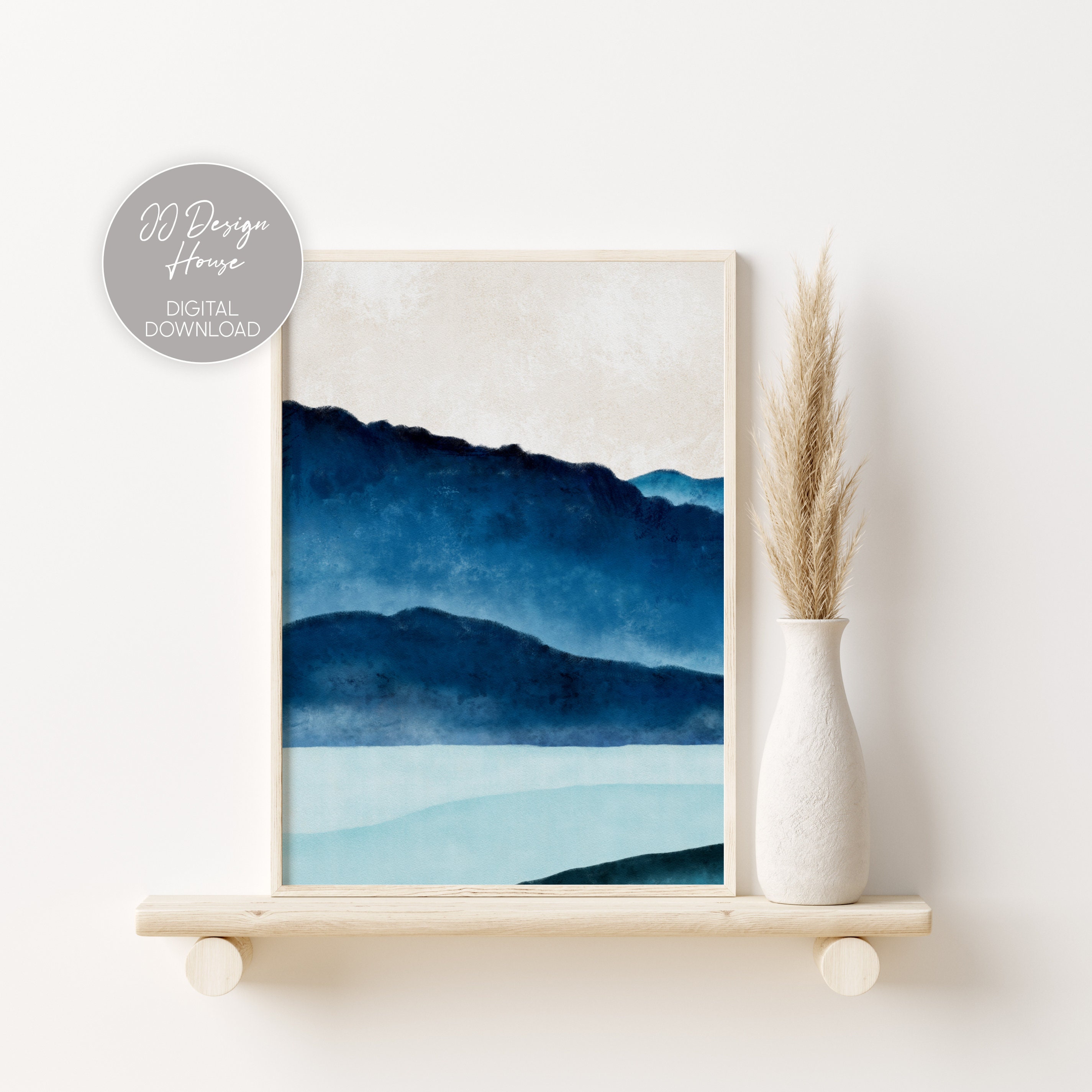 3 Piece Wall Art Blue Mountains Landscape Blue Wall Art Etsy